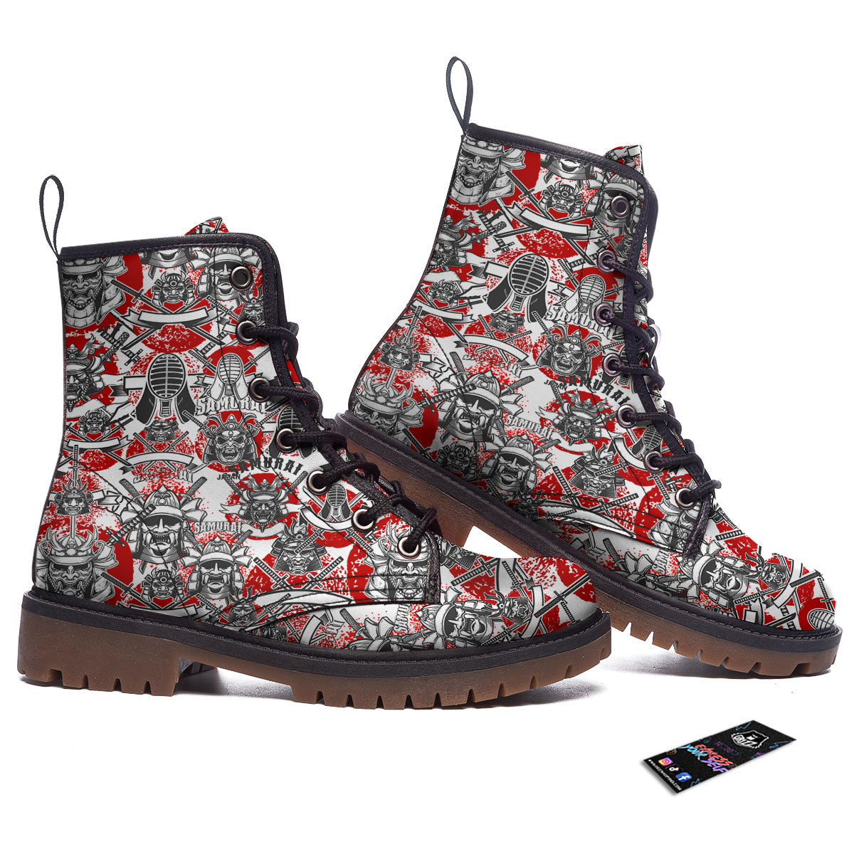 Samurai Japanese Print Pattern Work Boots-grizzshop