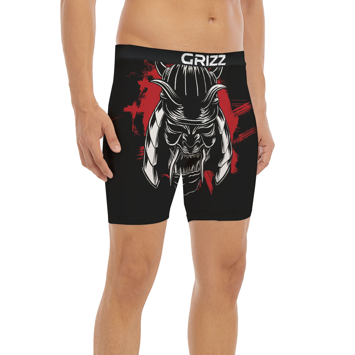 Samurai Mask Old Japanese Print Boxer Briefs-grizzshop