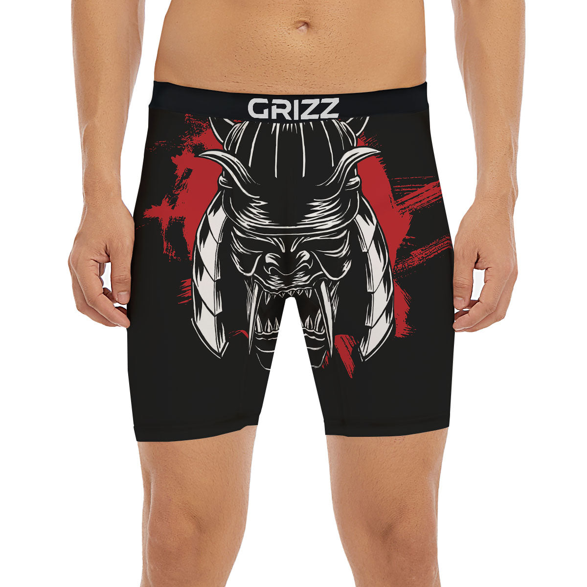 Samurai Mask Old Japanese Print Boxer Briefs-grizzshop