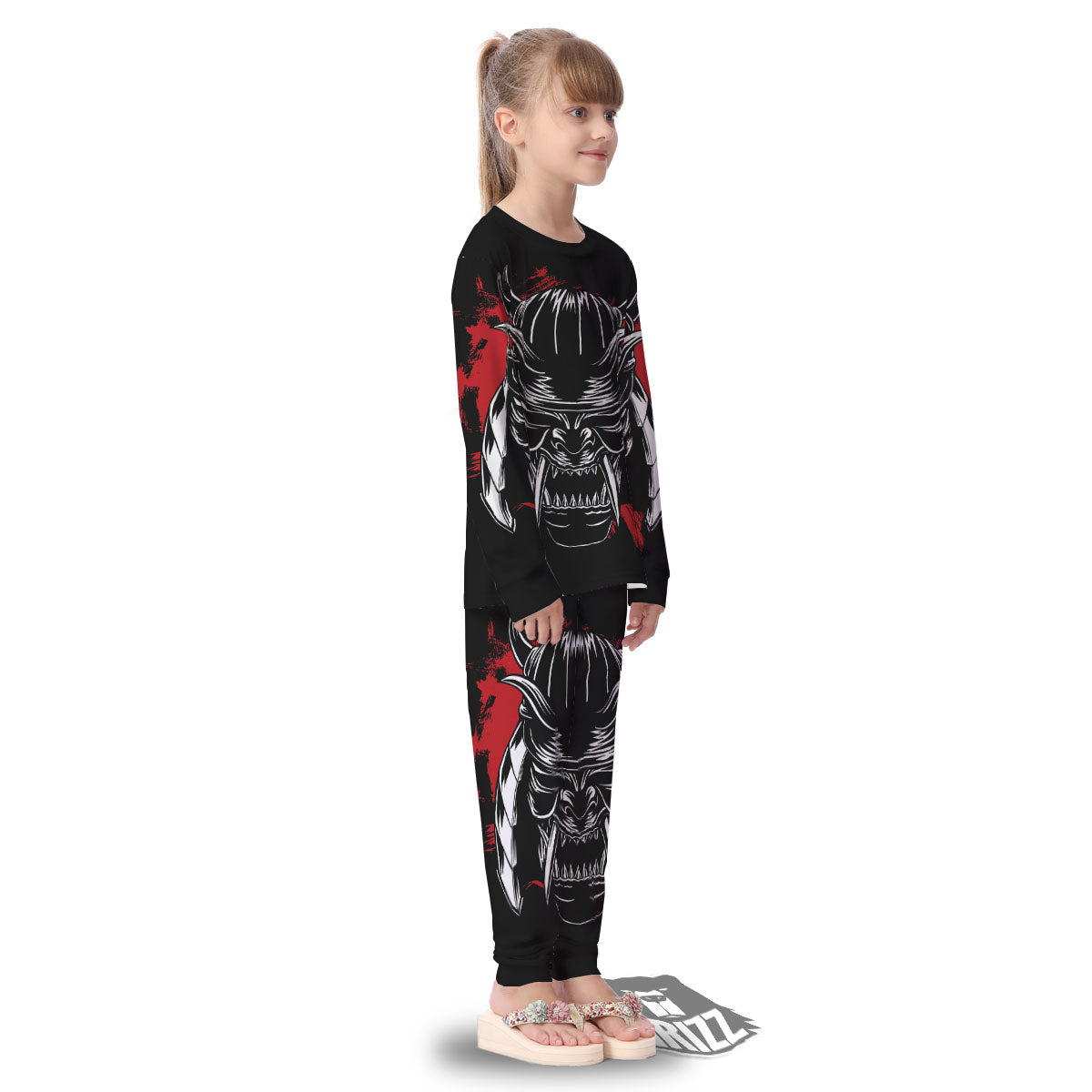 Samurai Mask Old Japanese Print Kid's Pajamas-grizzshop