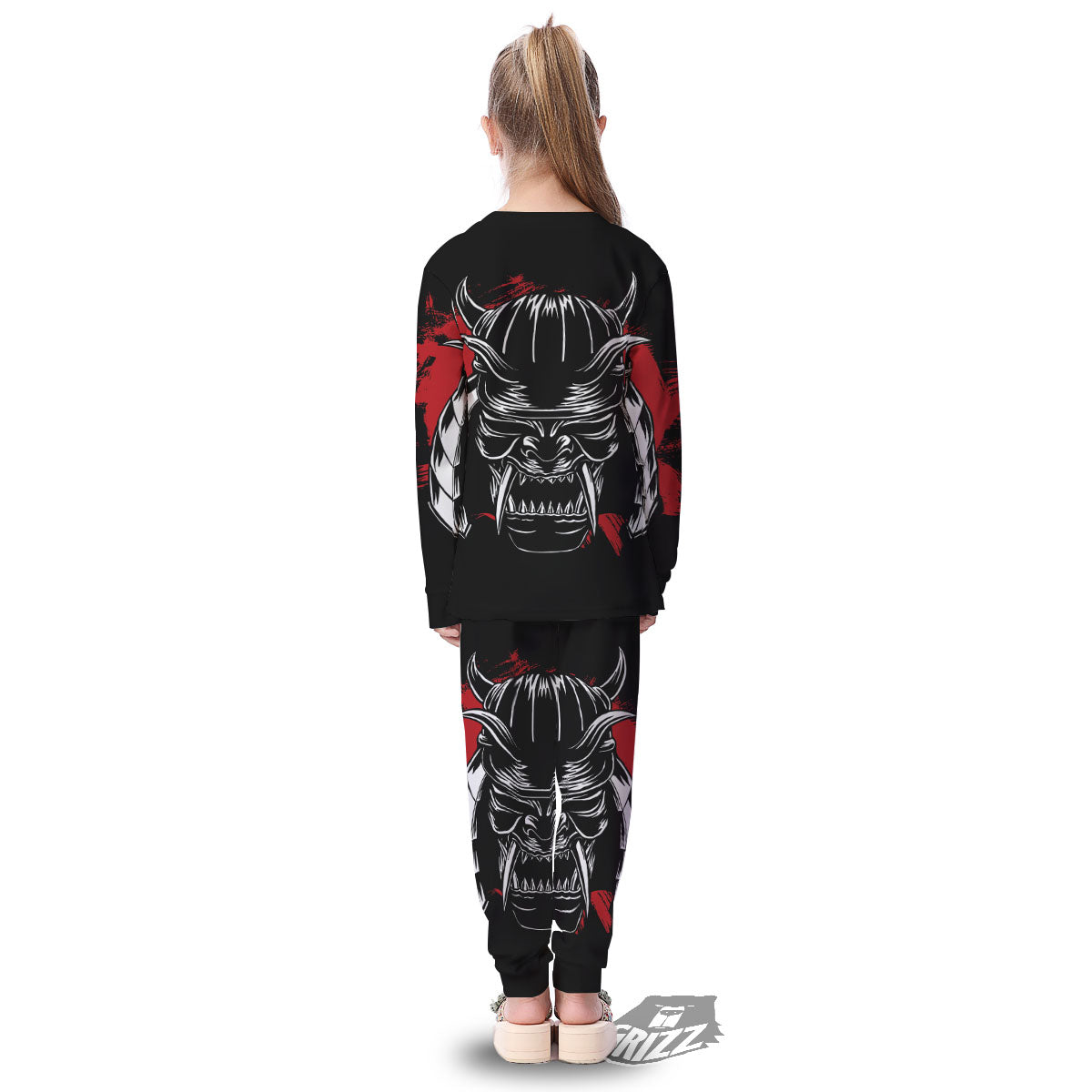Samurai Mask Old Japanese Print Kid's Pajamas-grizzshop