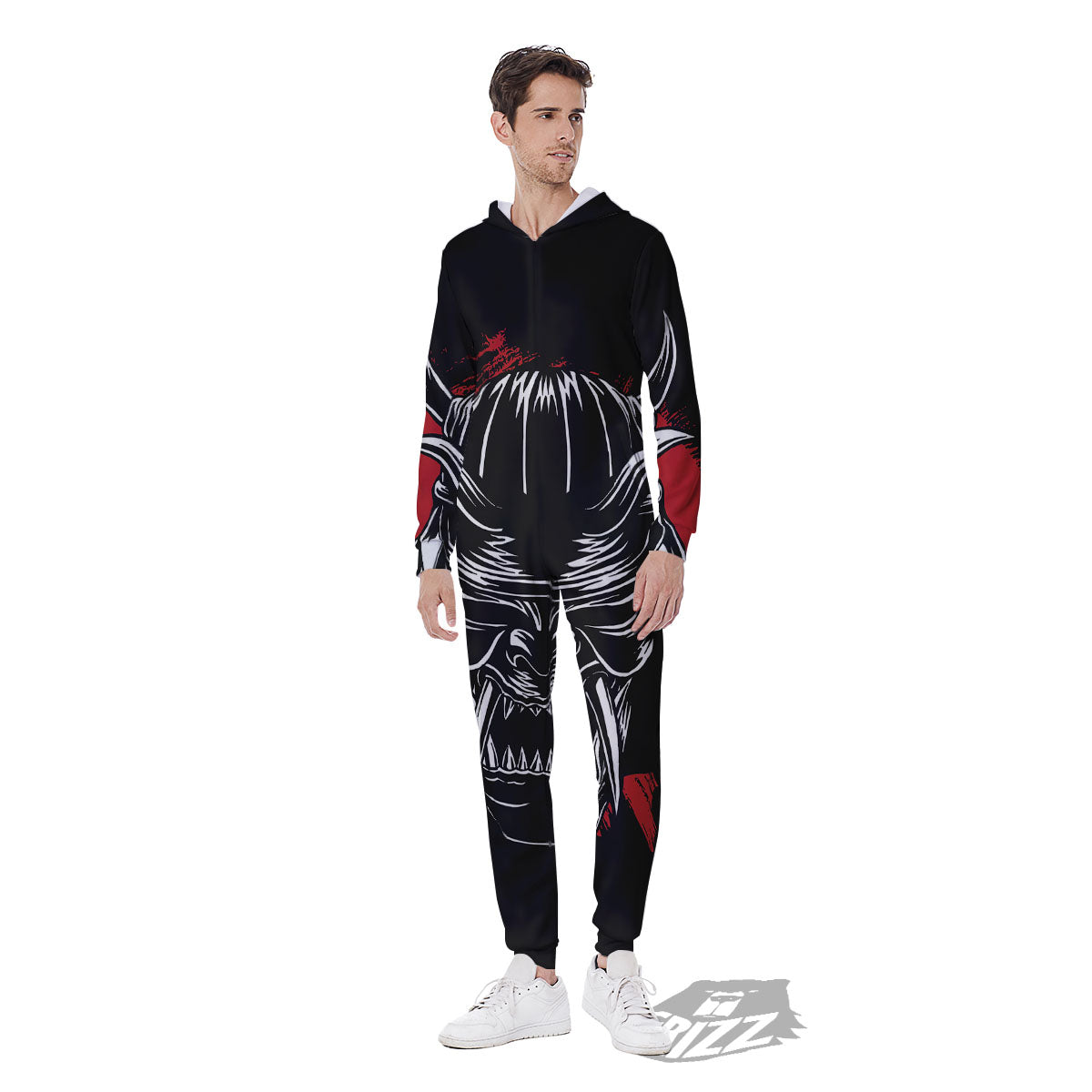 Samurai Mask Old Japanese Print Men's Jumpsuit-grizzshop