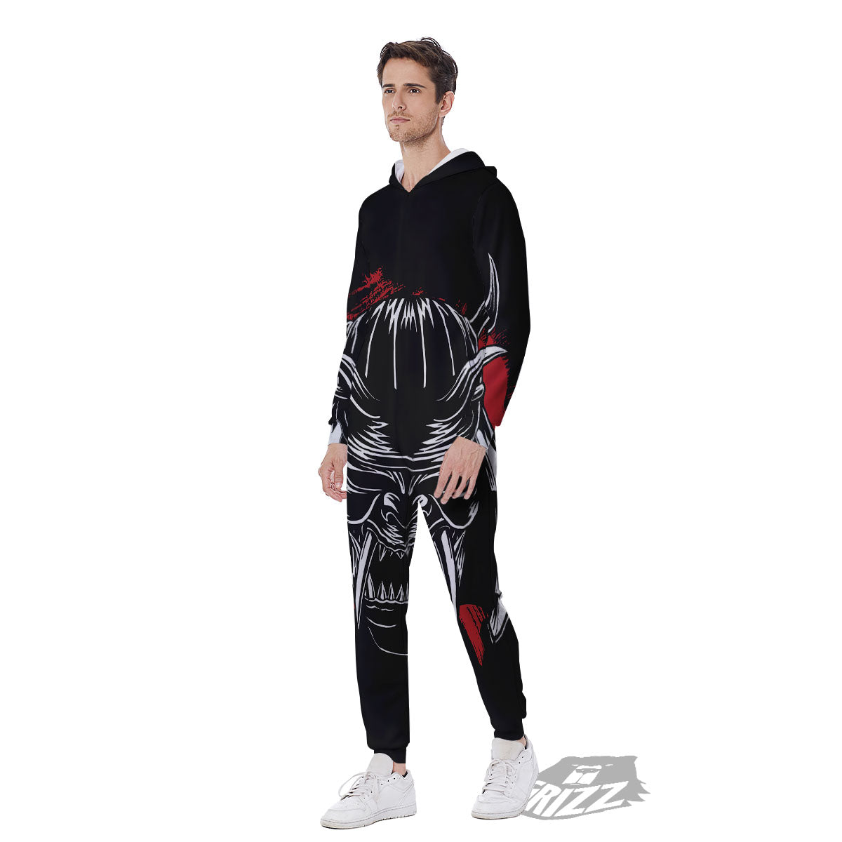 Samurai Mask Old Japanese Print Men's Jumpsuit-grizzshop