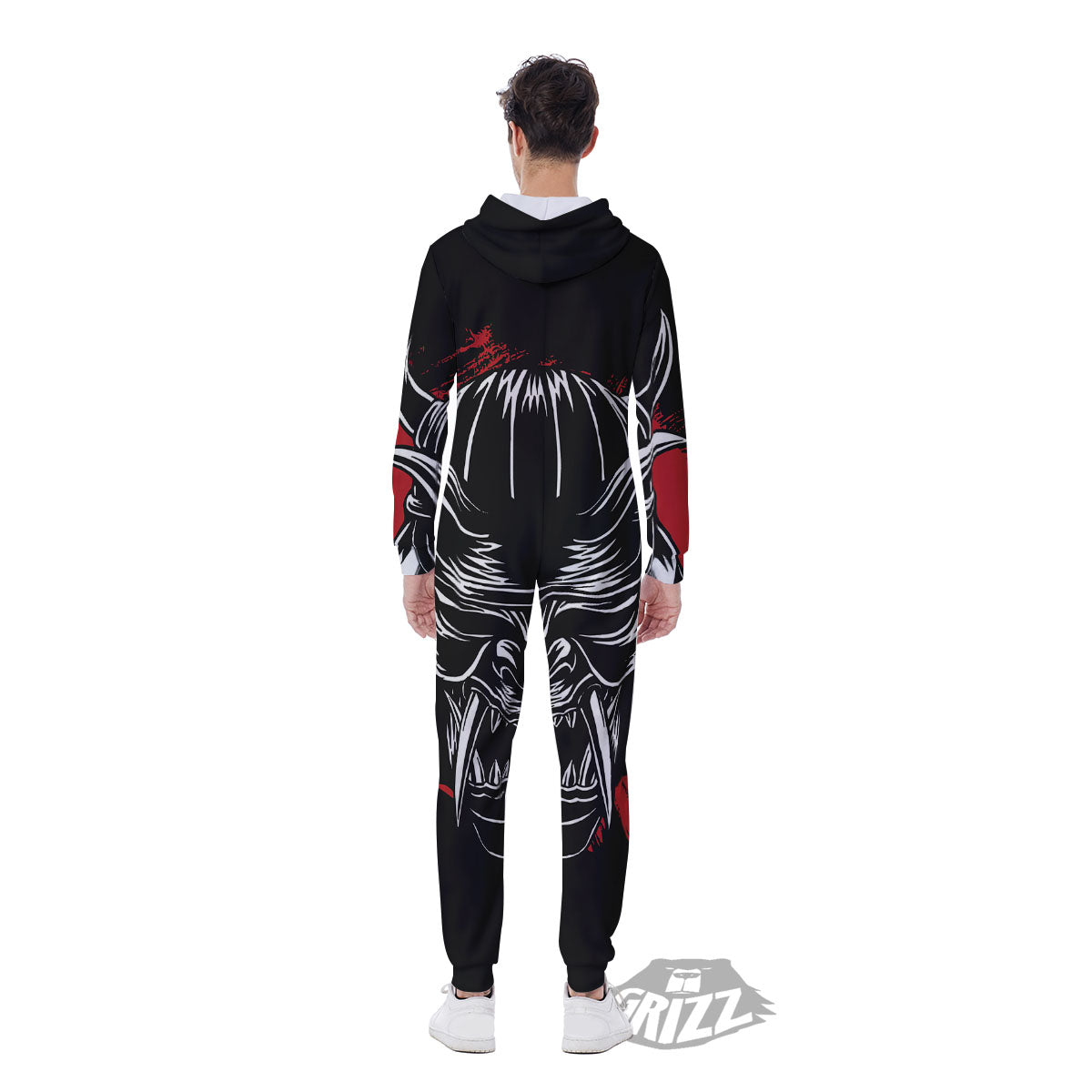 Samurai Mask Old Japanese Print Men's Jumpsuit-grizzshop