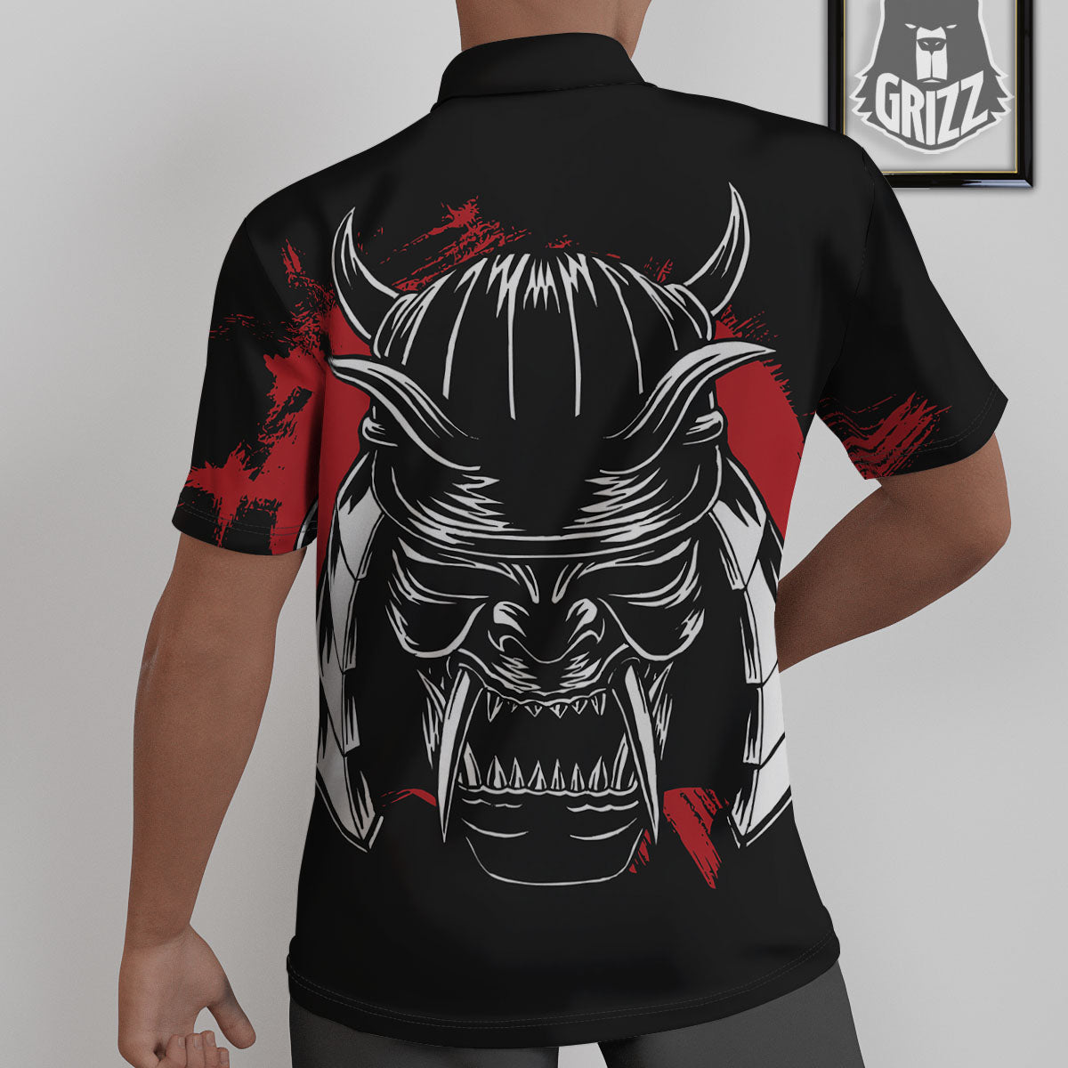 Samurai Mask Old Japanese Print Untucked Shirts-grizzshop