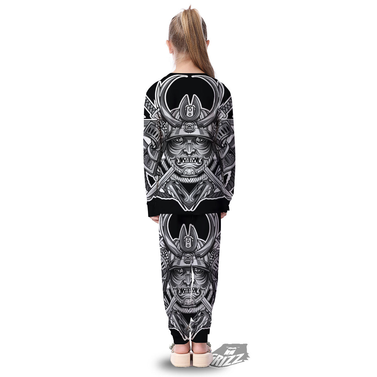 Samurai Mask Silver Print Kid's Pajamas-grizzshop