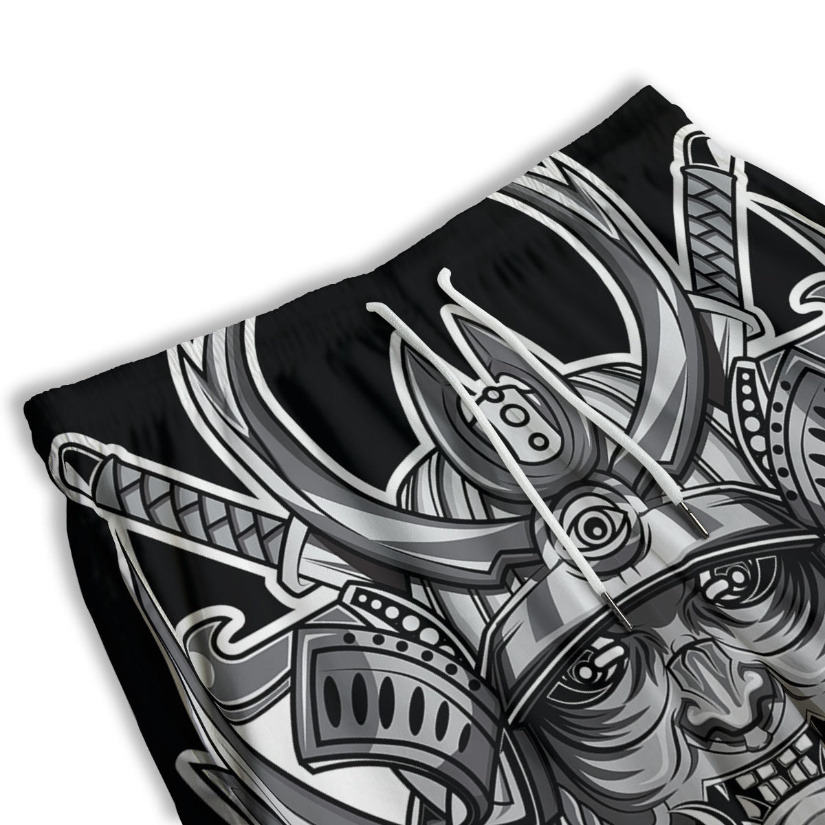 Samurai Mask Silver Print Men's Athletic Shorts