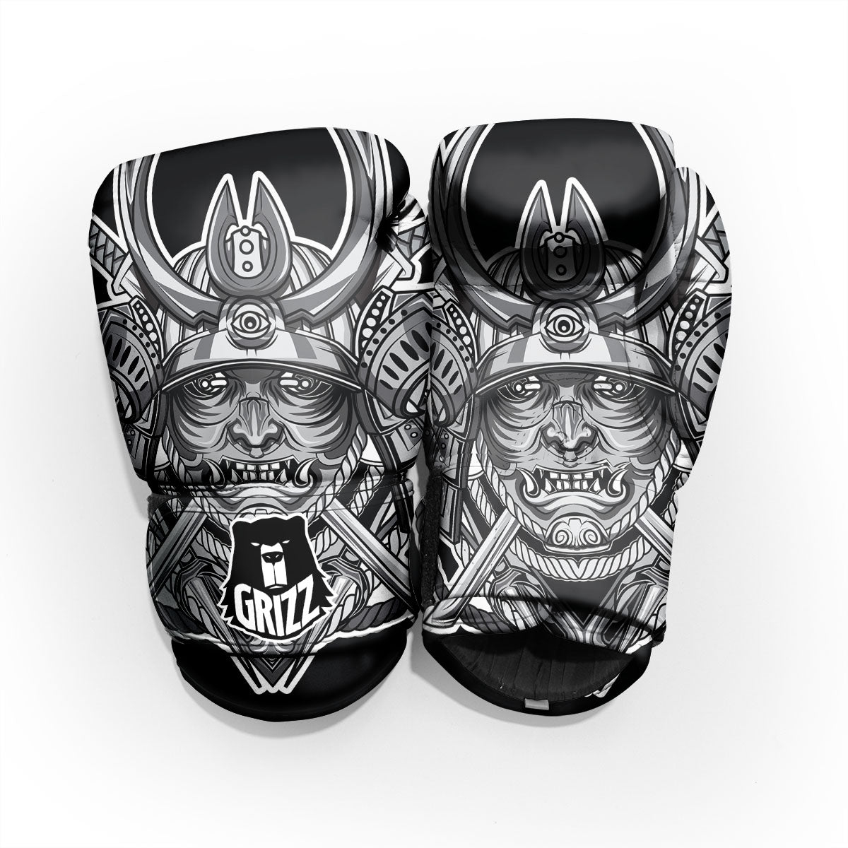 Samurai Mask Silver Print Pro Boxing Glove