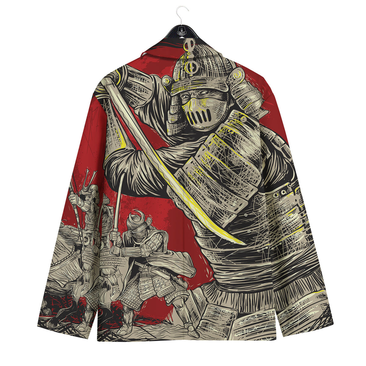 Samurai Red Moon Print Men's Sport Coat-grizzshop