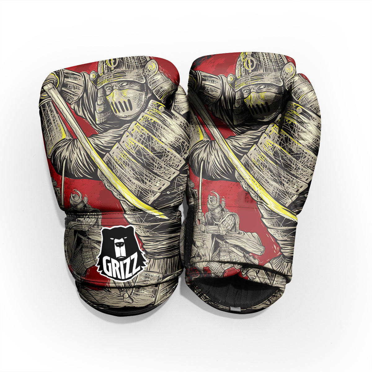 Samurai Red Moon Print Pro Boxing Glove