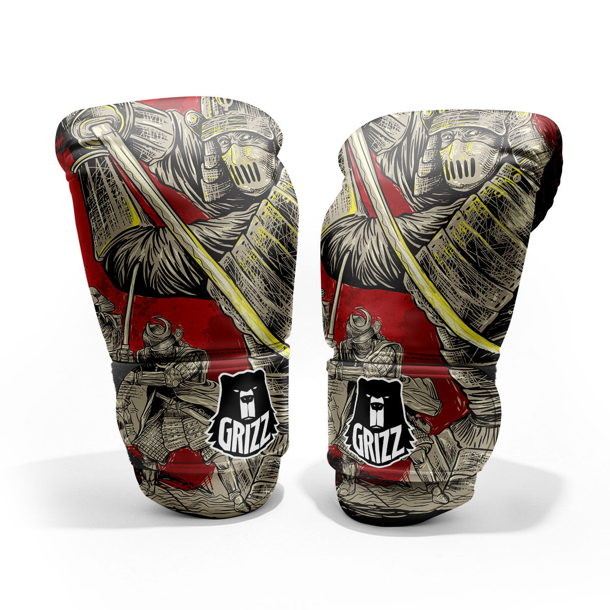Samurai Red Moon Print Pro Boxing Glove