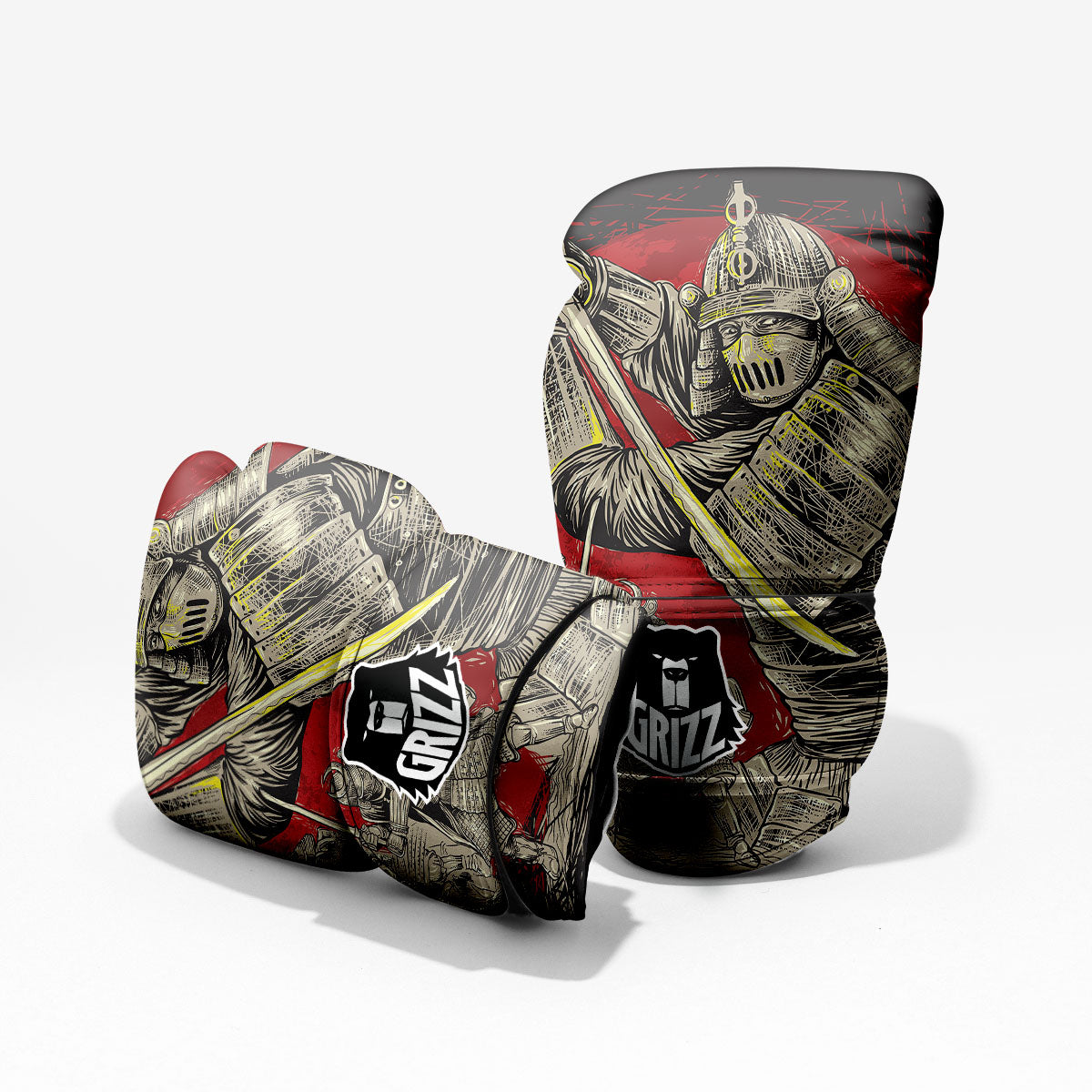 Samurai Red Moon Print Pro Boxing Glove
