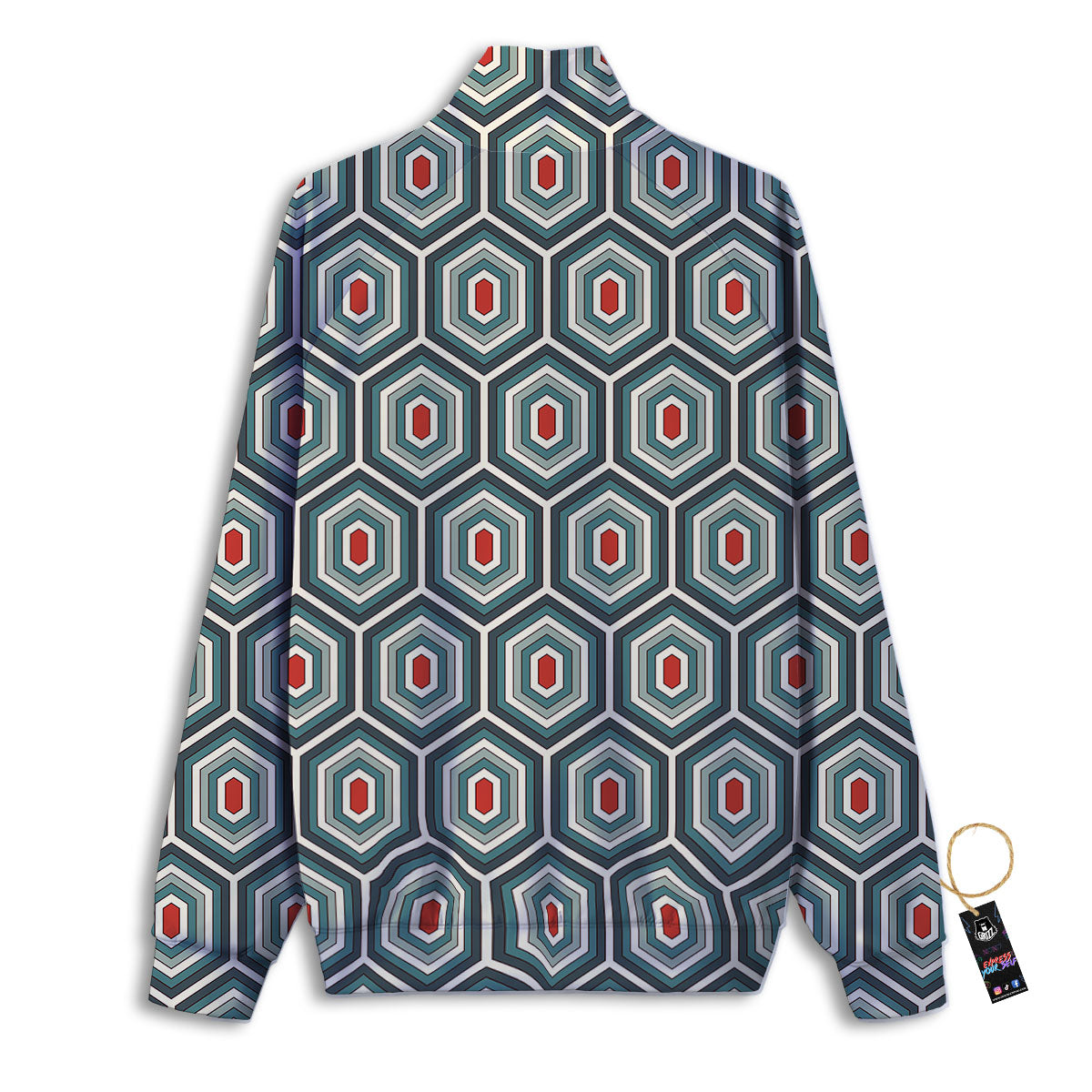 Samurai Red Moon Print Track Jacket-grizzshop