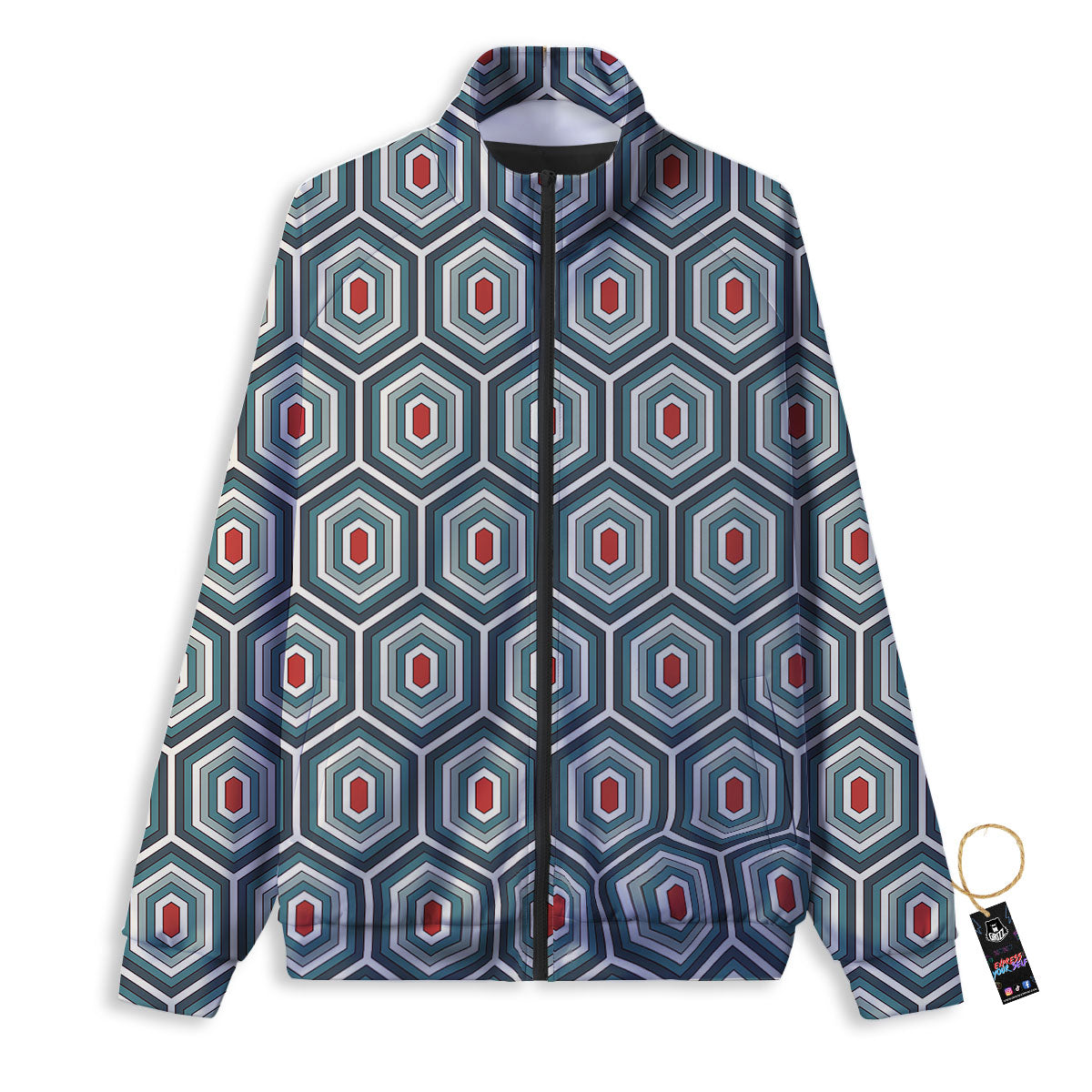 Samurai Red Moon Print Track Jacket-grizzshop