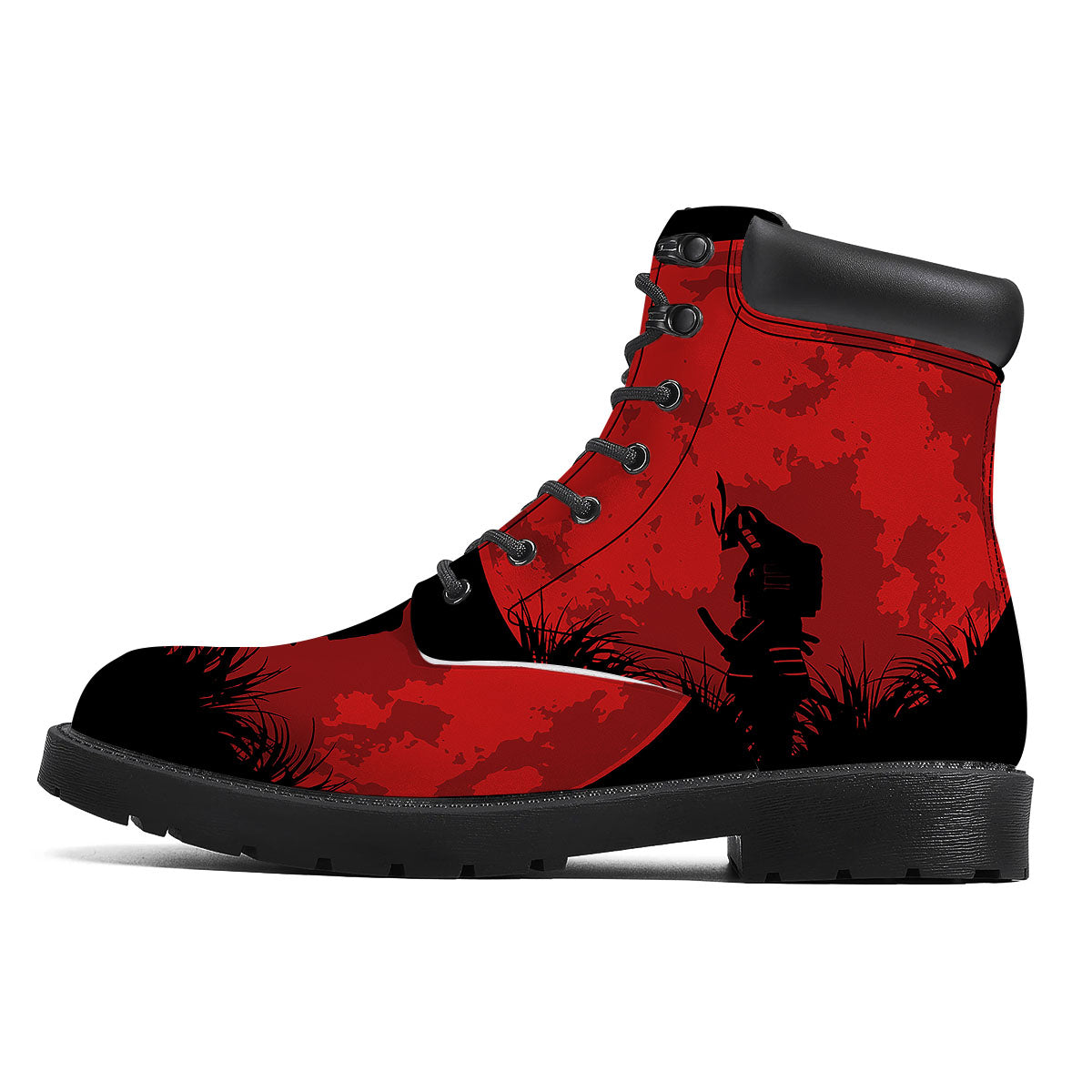 Samurai Red Sun Print Boots-grizzshop