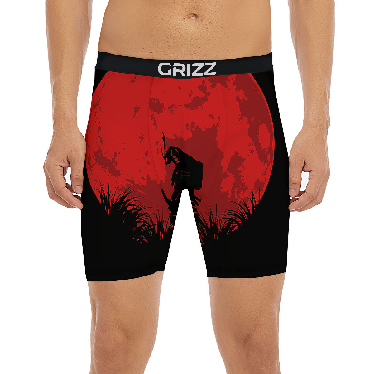 Samurai Red Sun Print Boxer Briefs-grizzshop