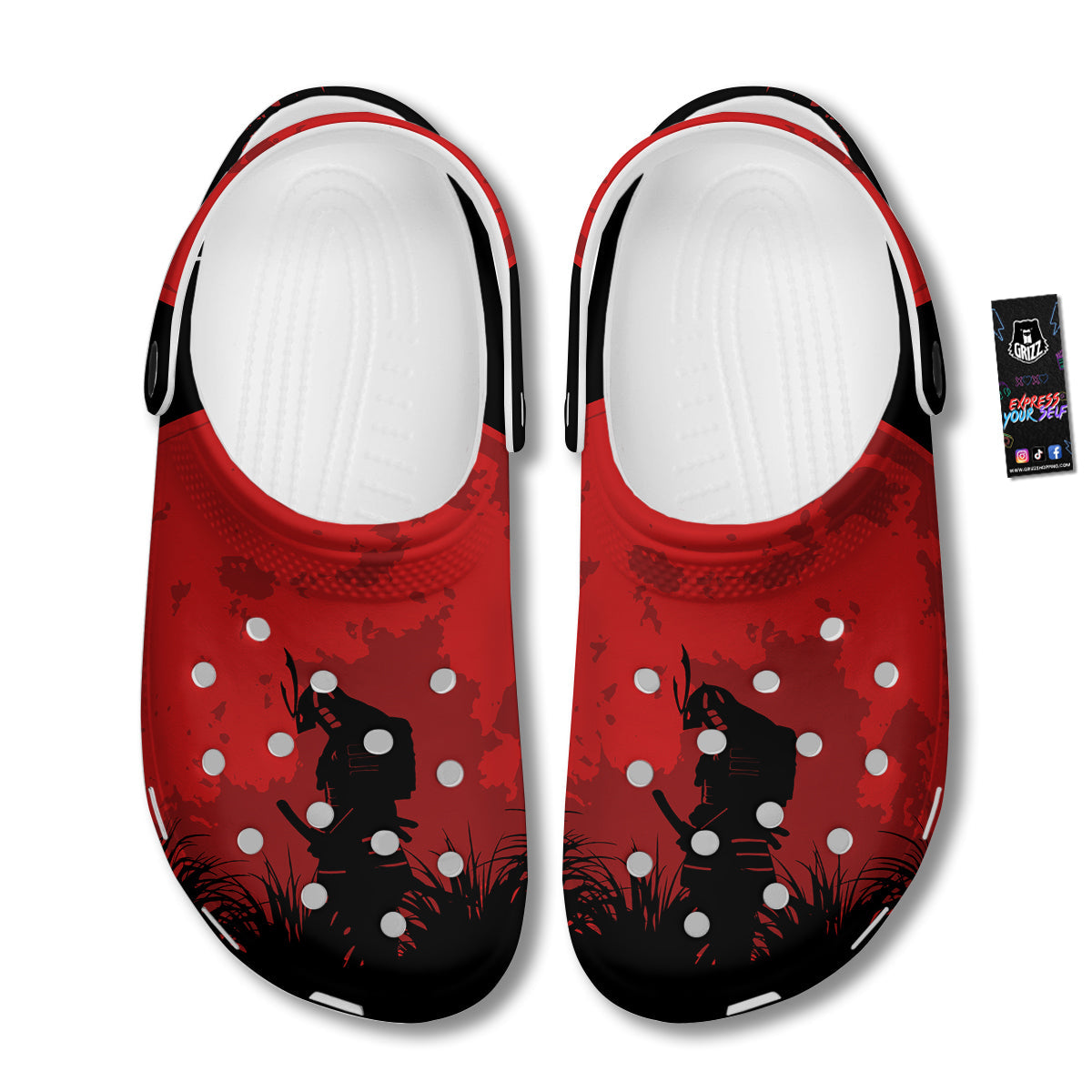 Samurai Red Sun Print Clog-grizzshop
