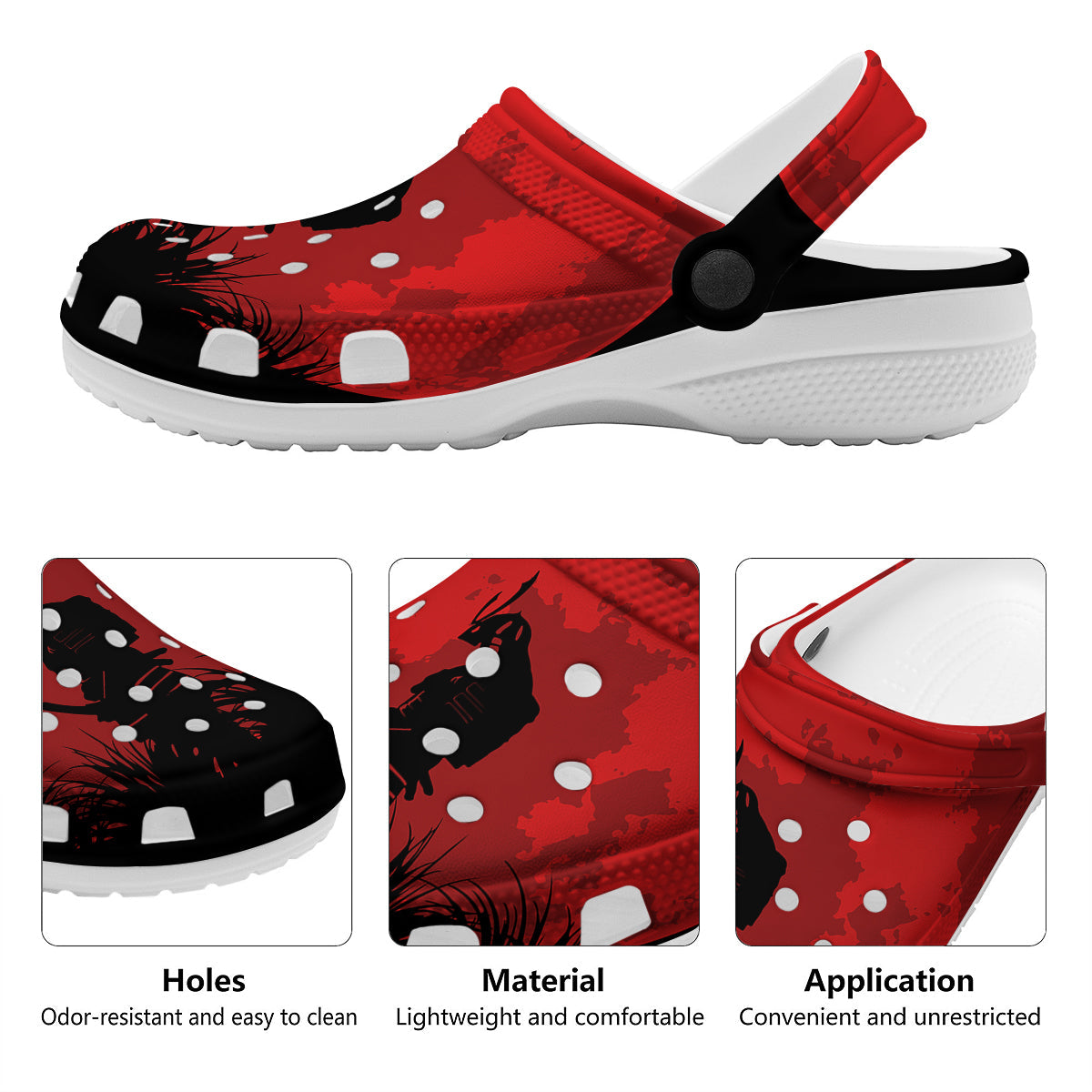 Samurai Red Sun Print Clog-grizzshop