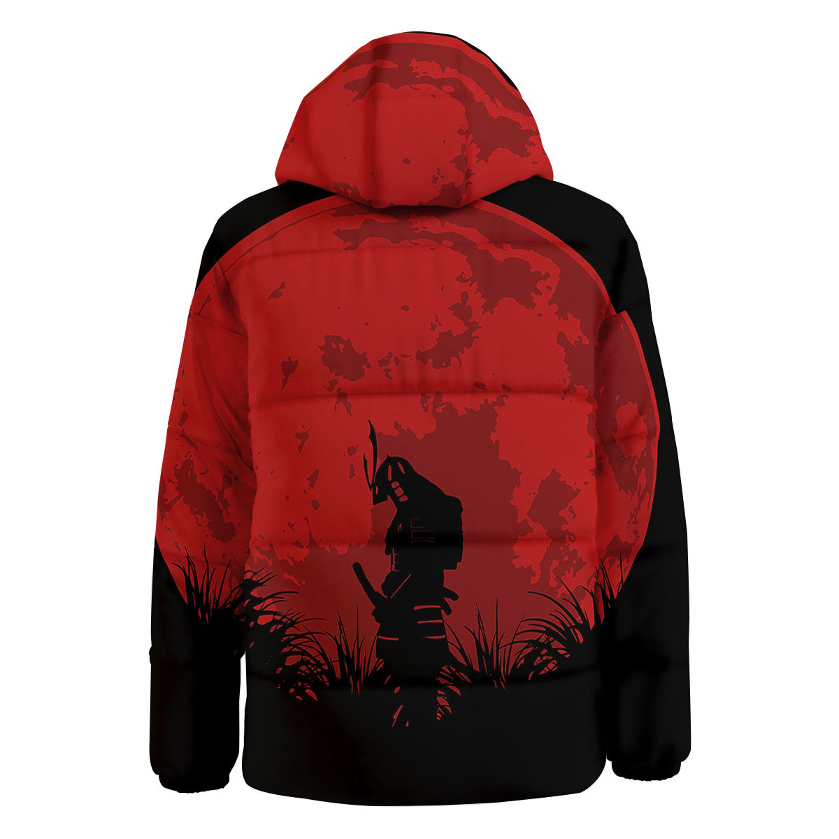Samurai Red Sun Print Down Jacket-grizzshop