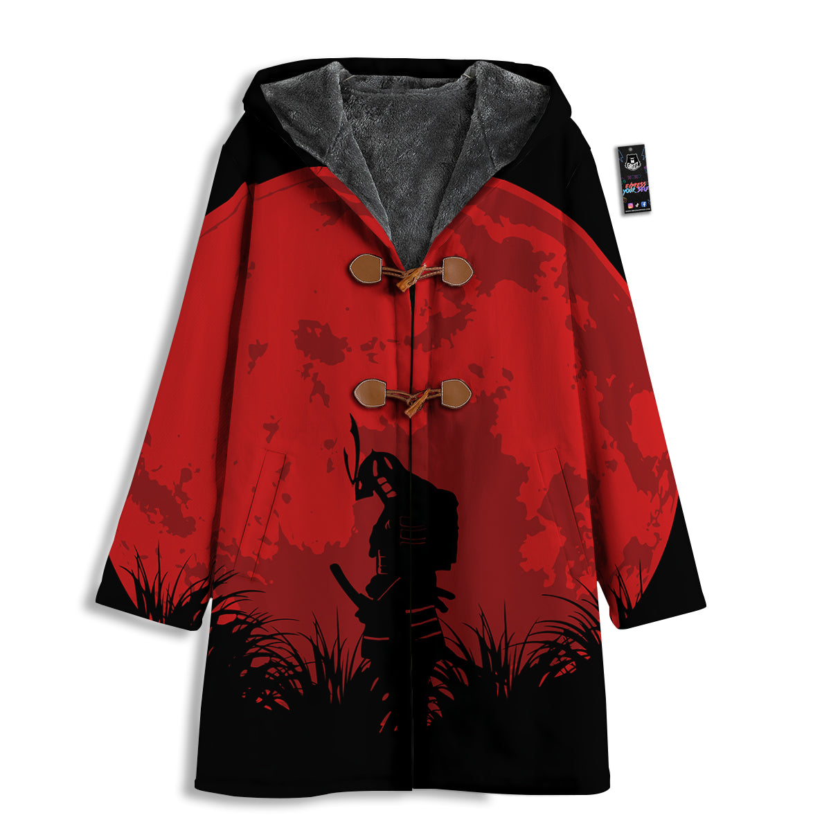 Samurai Red Sun Print Men's Windbreaker Jacket-grizzshop
