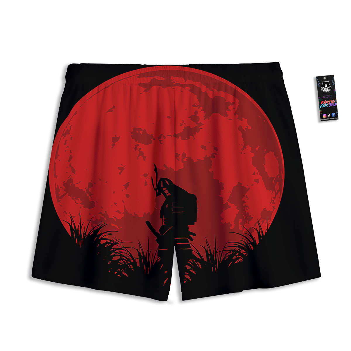 Samurai Red Sun Print Mesh Shorts