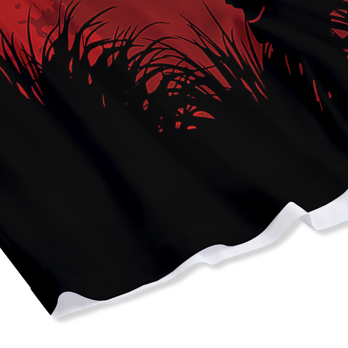 Samurai Red Sun Print Mesh Shorts