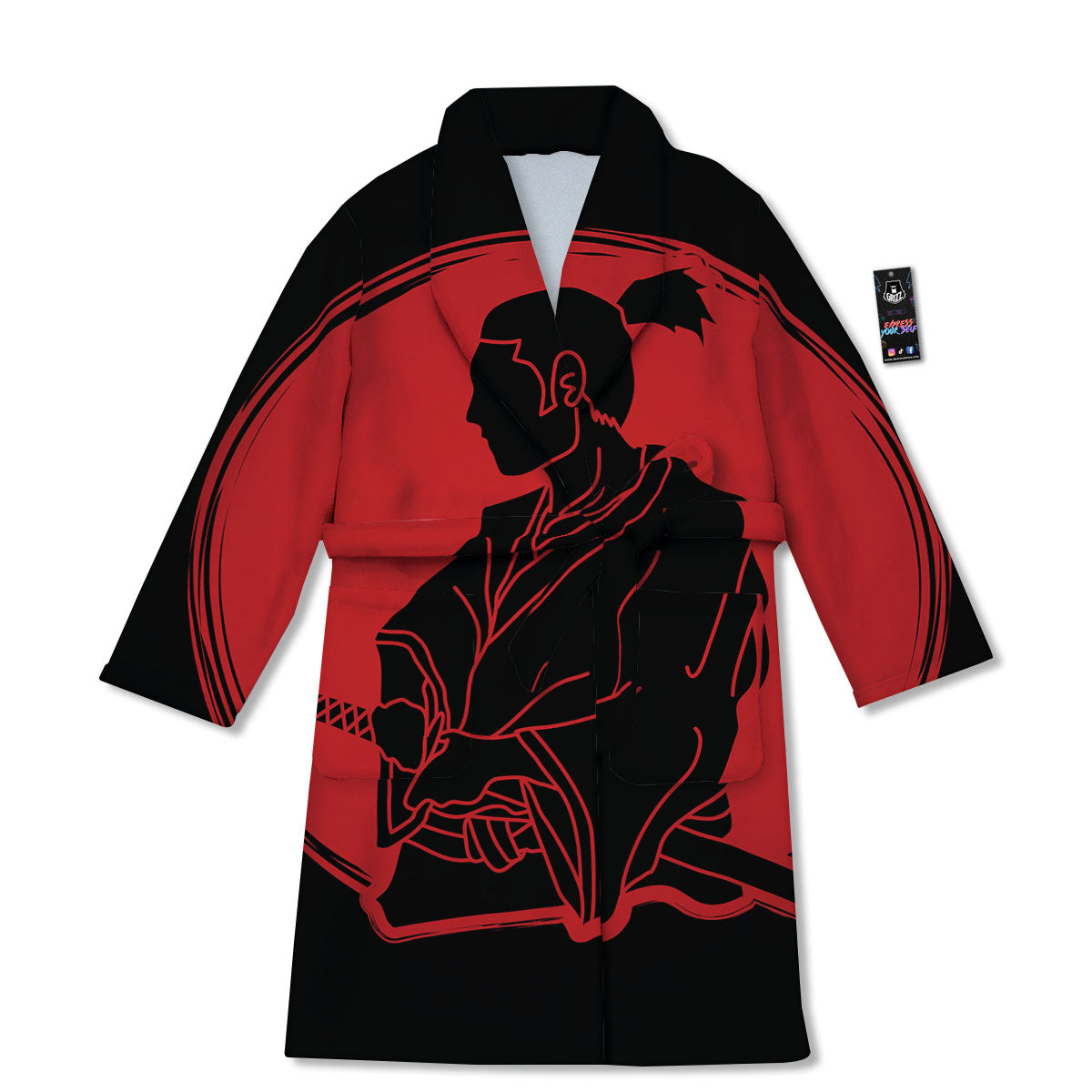 Samurai Red Sunset Print Bathrobe-grizzshop