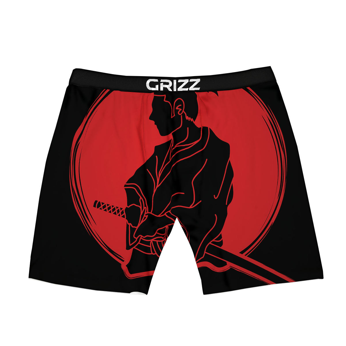 Samurai Red Sunset Print Boxer Briefs-grizzshop