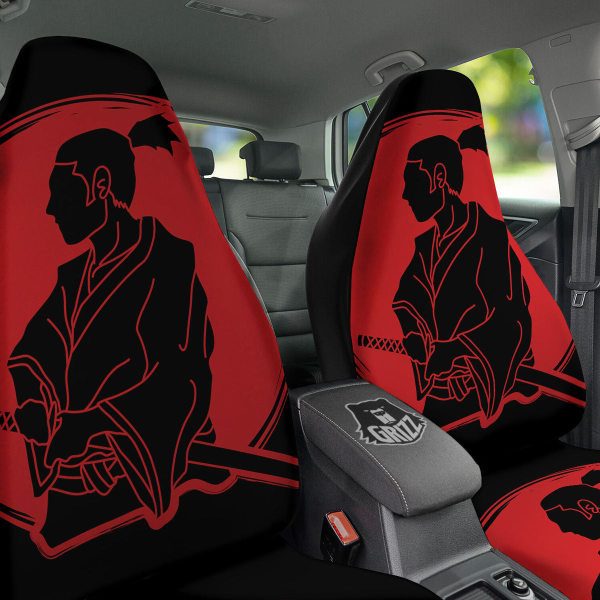 Samurai Red Sunset Print Car Seat Covers-grizzshop