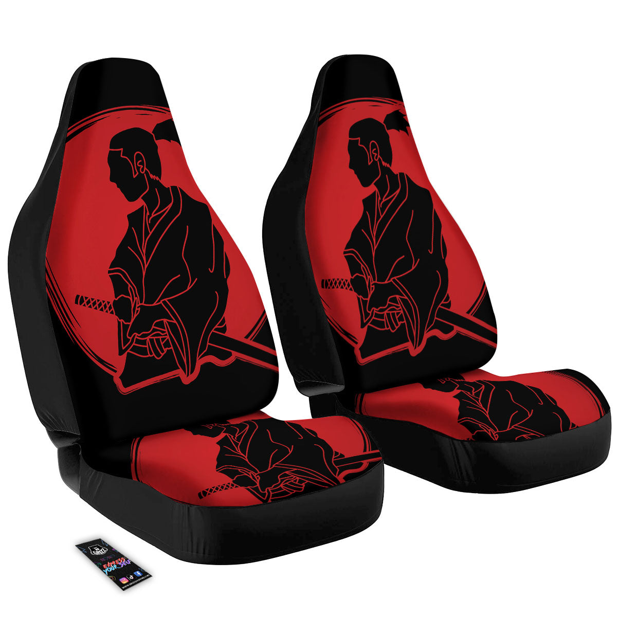 Samurai Red Sunset Print Car Seat Covers-grizzshop