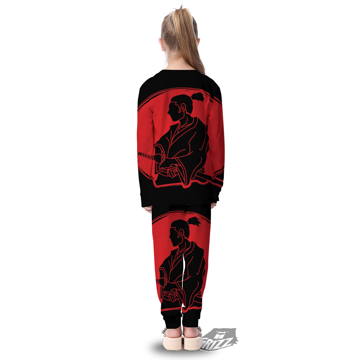 Samurai Red Sunset Print Kid's Pajamas-grizzshop