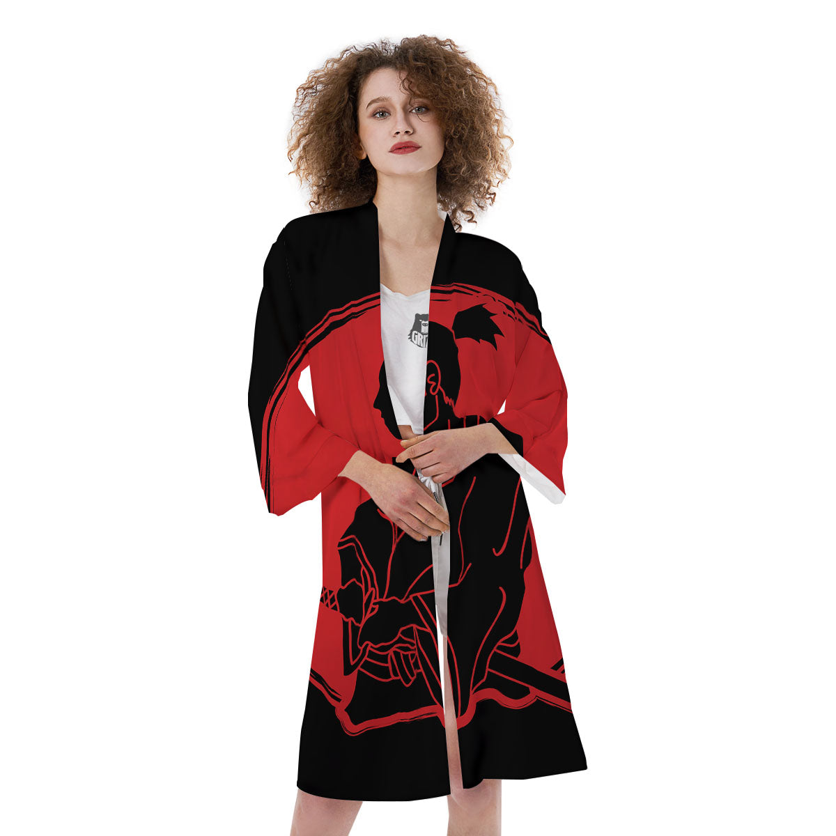 Samurai Red Sunset Print Kimono-grizzshop