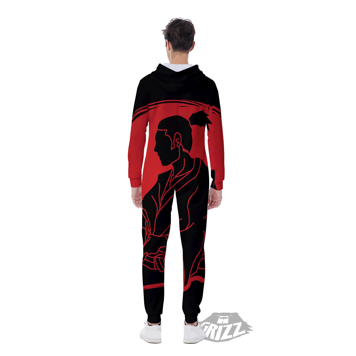 Samurai Red Sunset Print Men's Jumpsuit-grizzshop