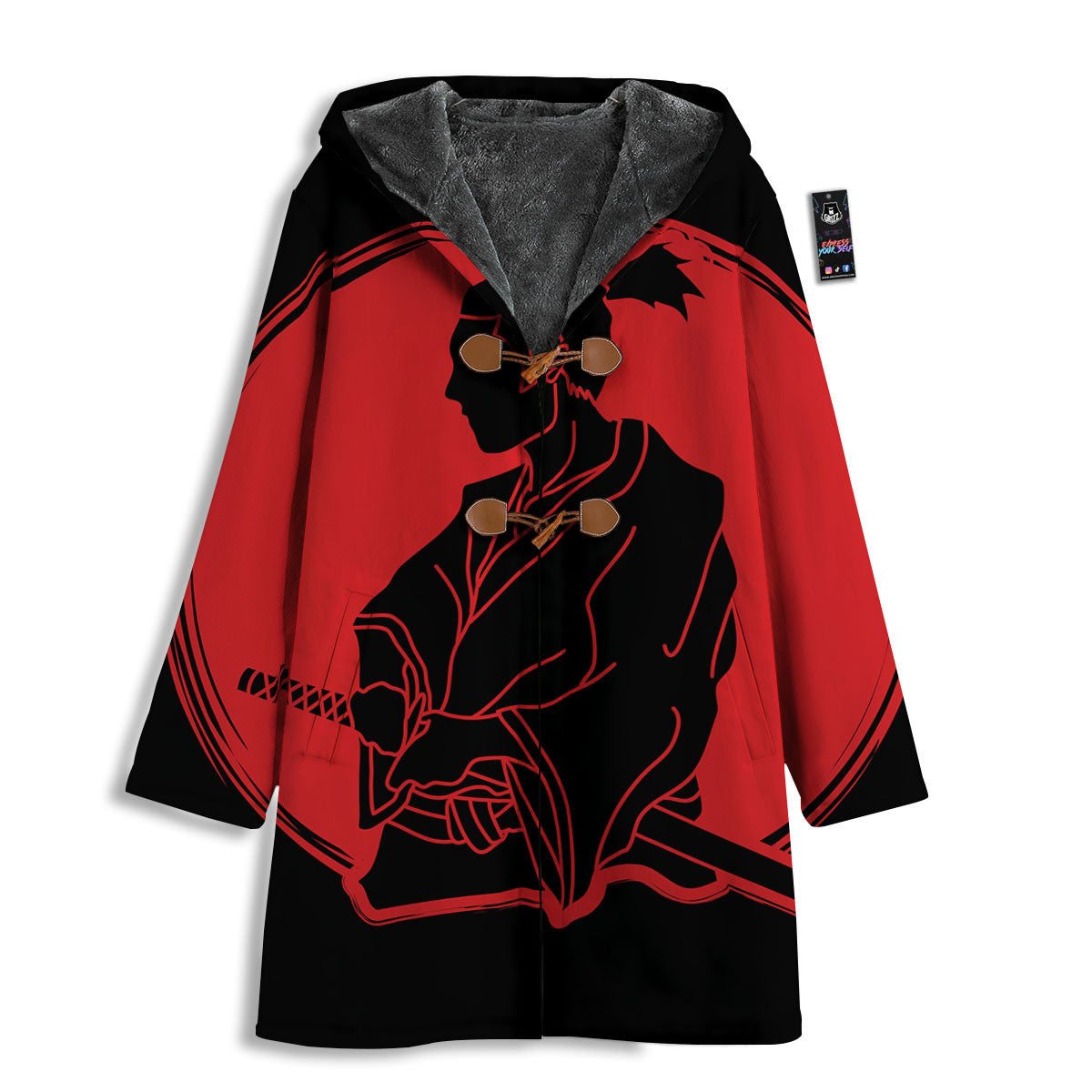 Samurai Red Sunset Print Men's Windbreaker Jacket-grizzshop