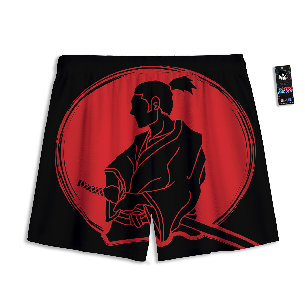 Samurai Red Sunset Print Mesh Shorts