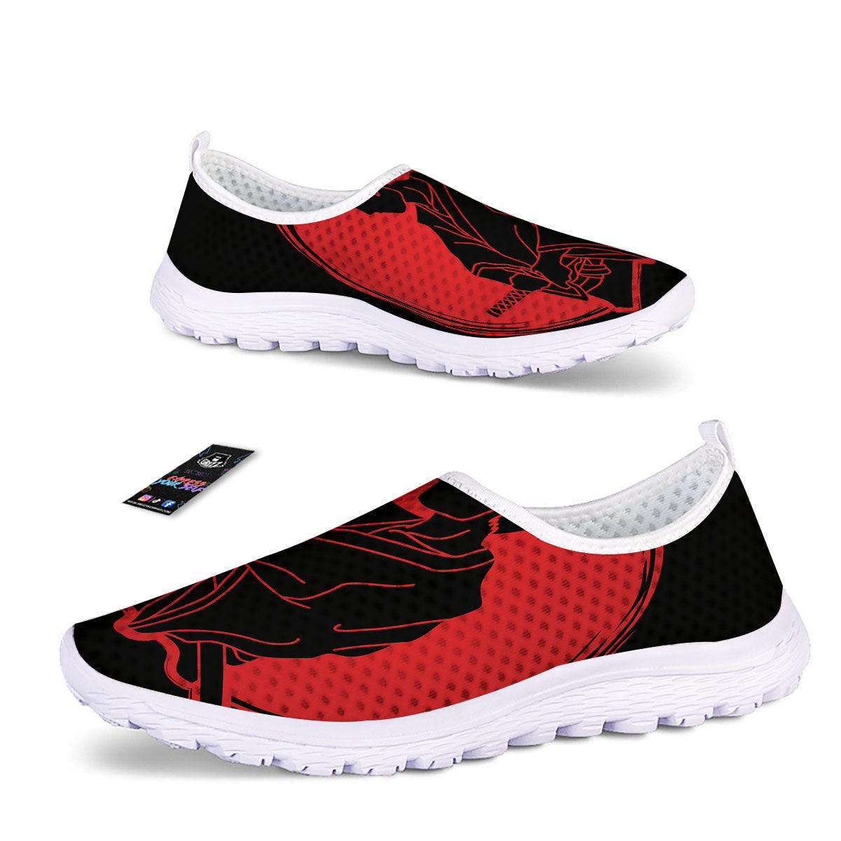 Samurai Red Sunset Print Nurse Shoes-grizzshop