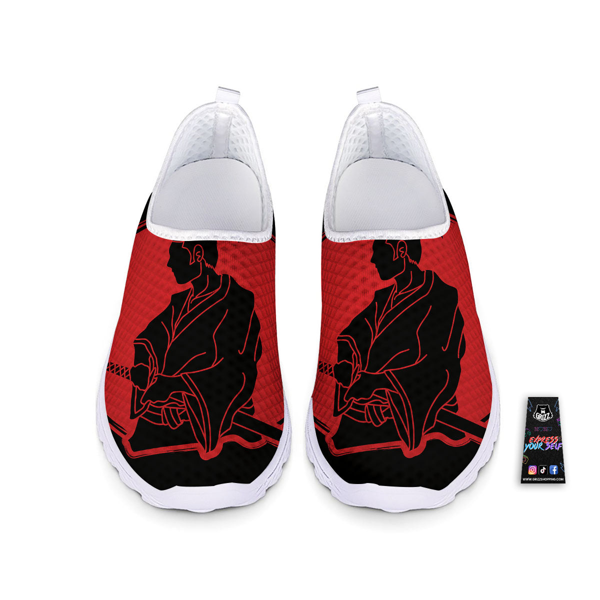 Samurai Red Sunset Print Nurse Shoes-grizzshop