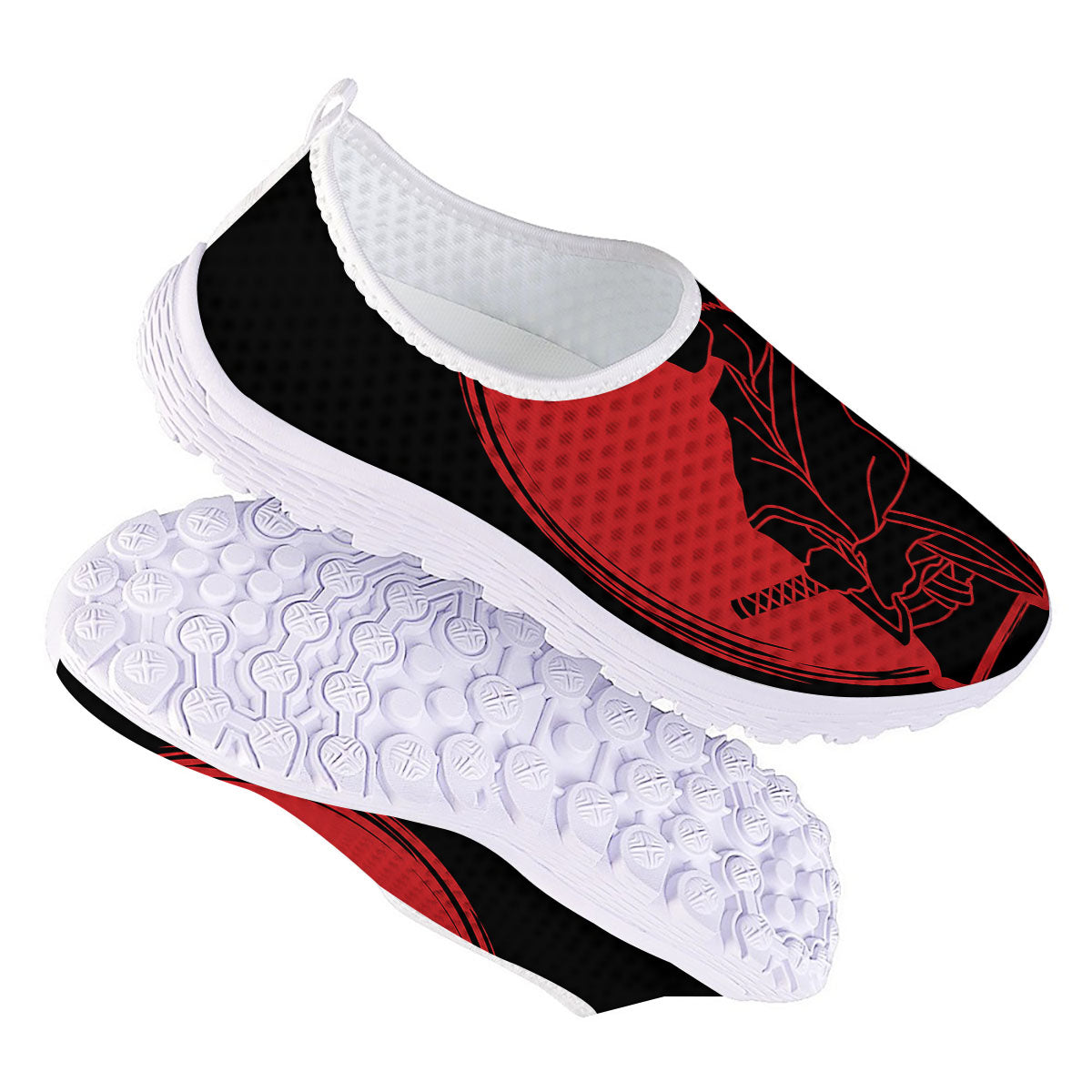 Samurai Red Sunset Print Nurse Shoes-grizzshop
