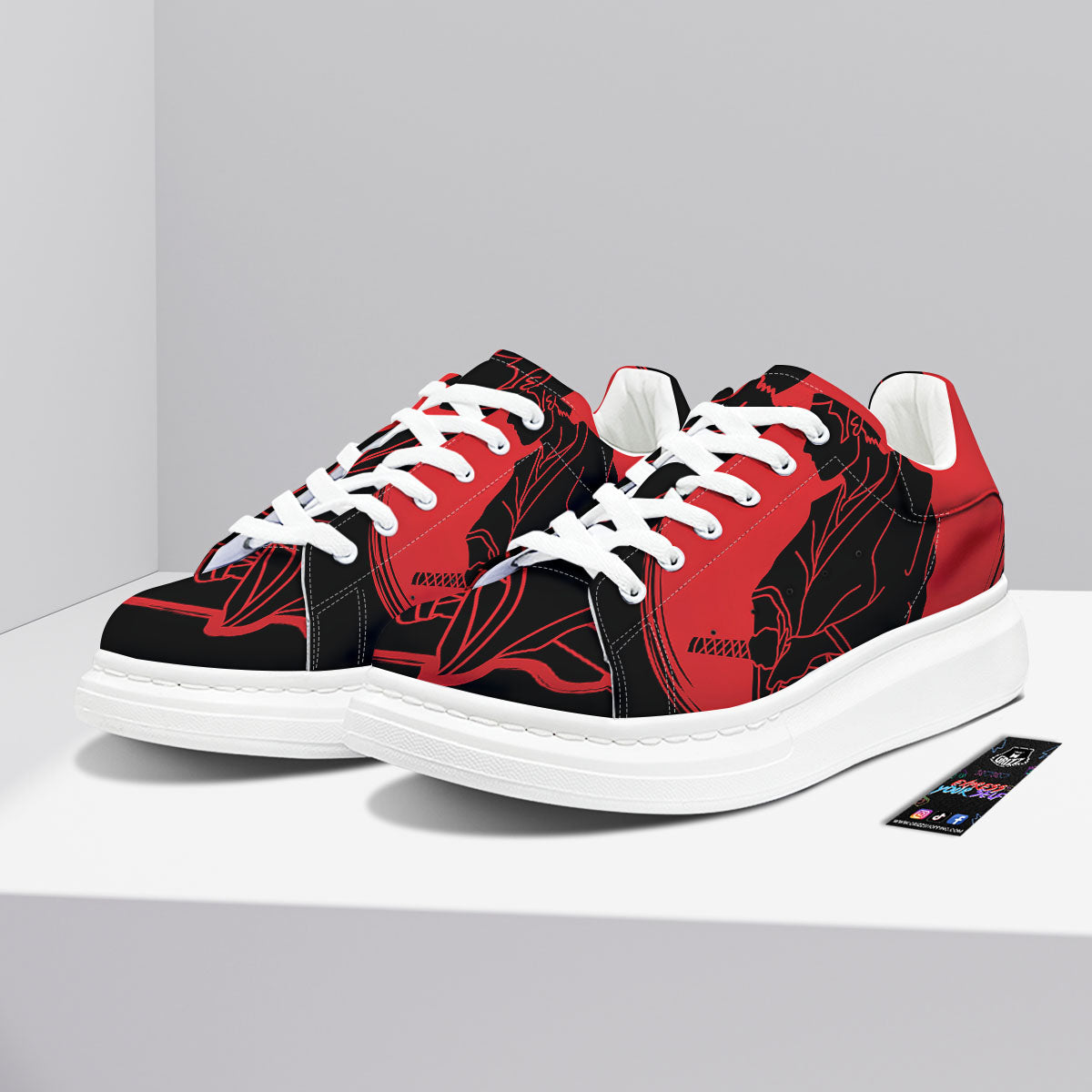 Samurai Red Sunset Print Platform Shoes-grizzshop