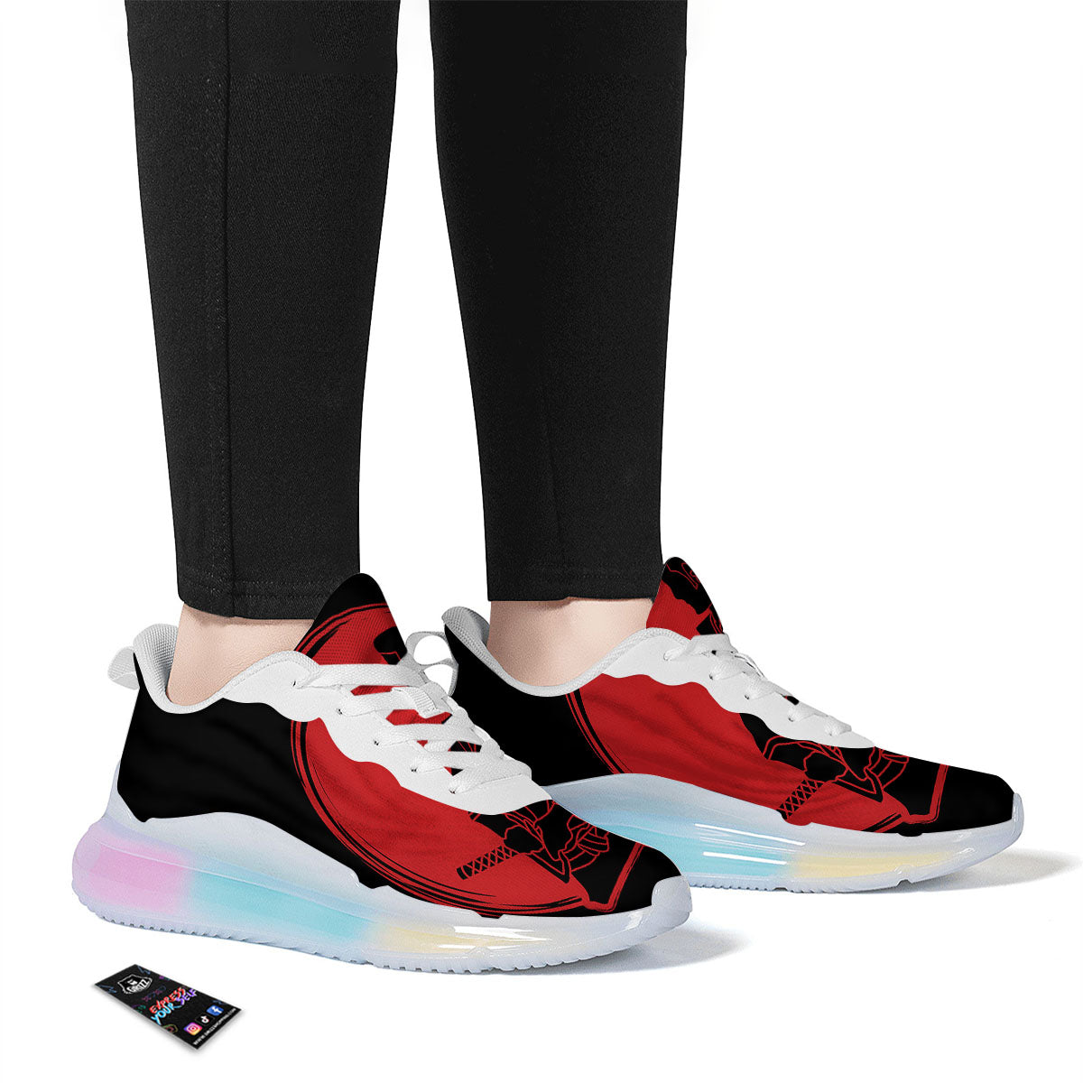 Samurai Red Sunset Print Running Sneakers-grizzshop