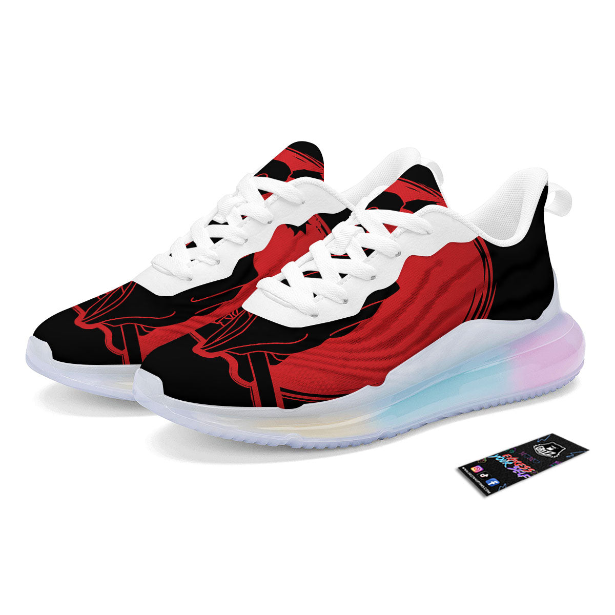 Samurai Red Sunset Print Running Sneakers-grizzshop