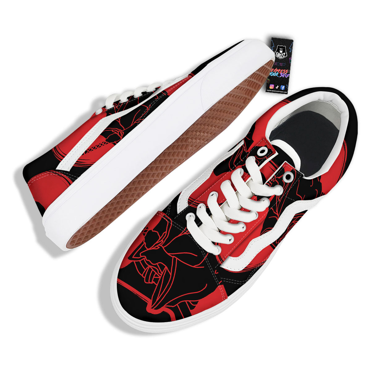 Samurai Red Sunset Print Skate Shoes-grizzshop