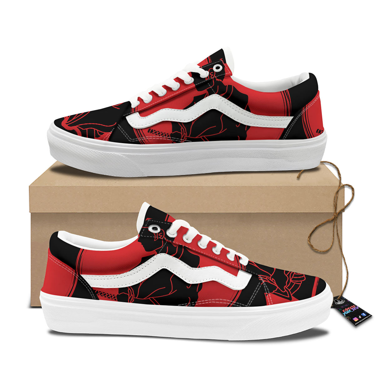 Samurai Red Sunset Print Skate Shoes-grizzshop