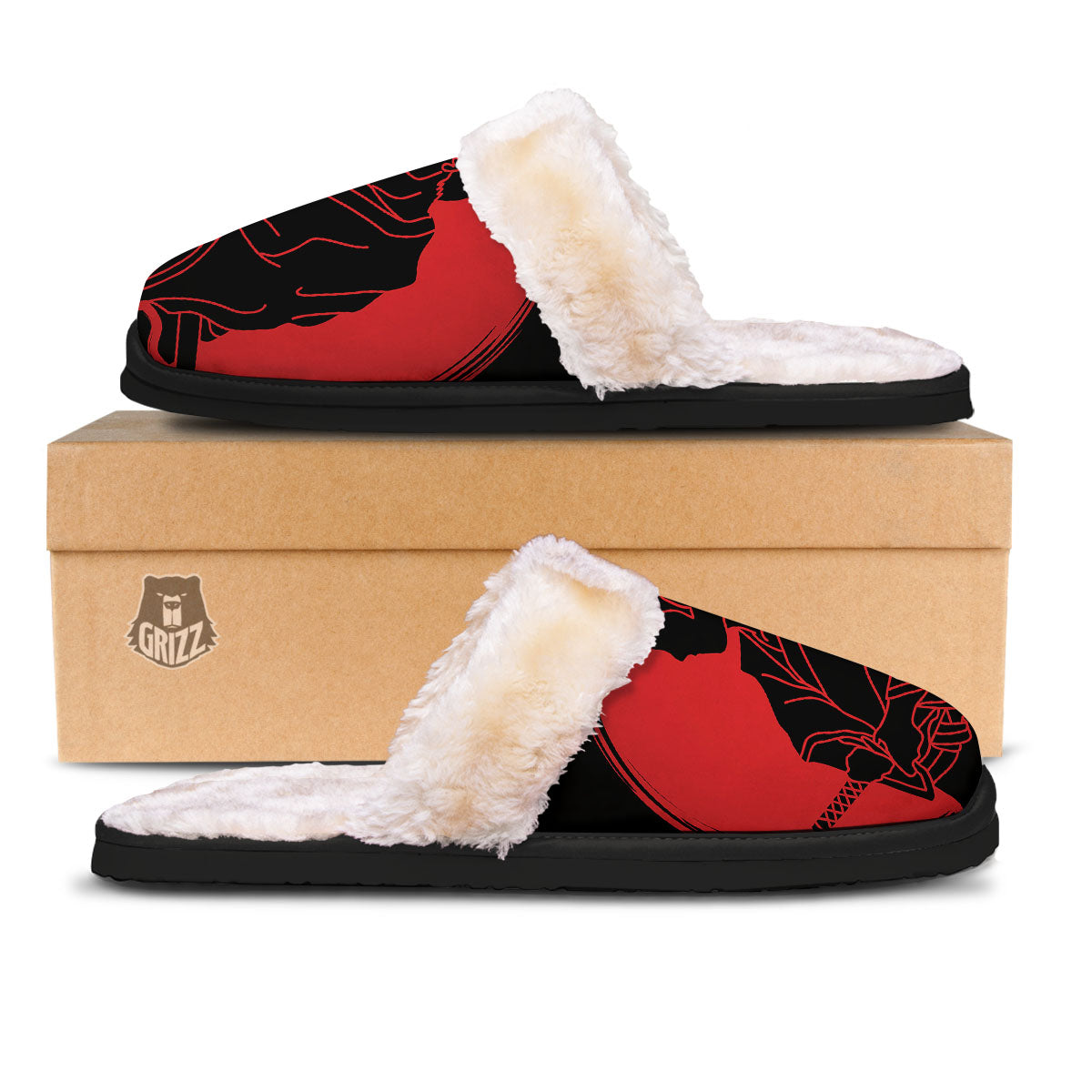 Samurai Red Sunset Print Slippers-grizzshop