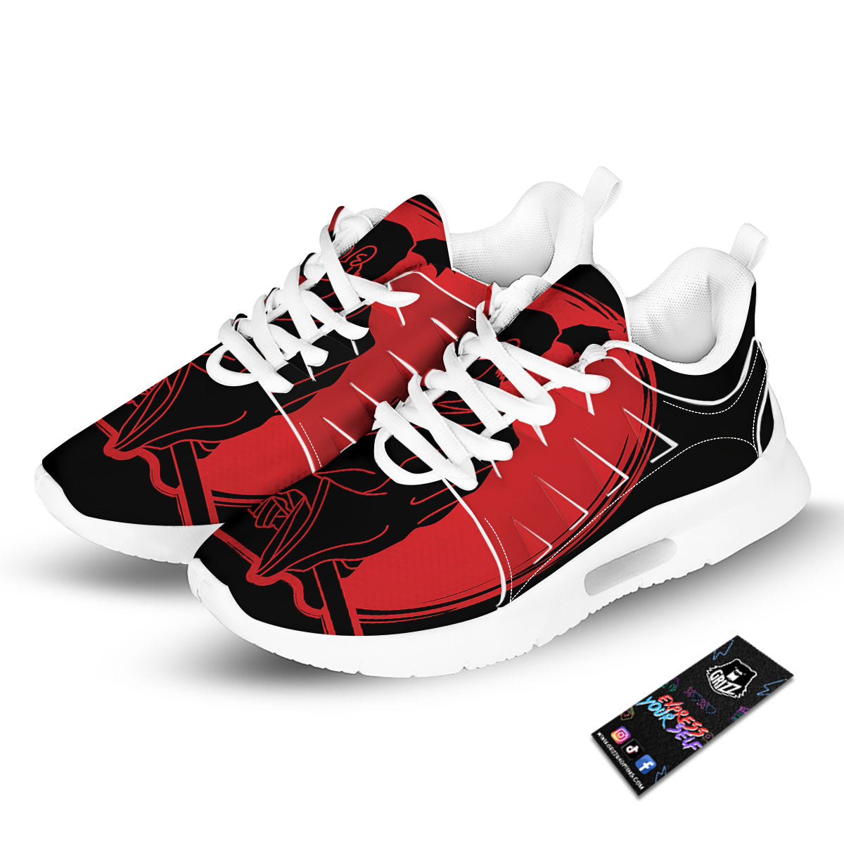 Samurai Red Sunset Print Tennis Shoes-grizzshop