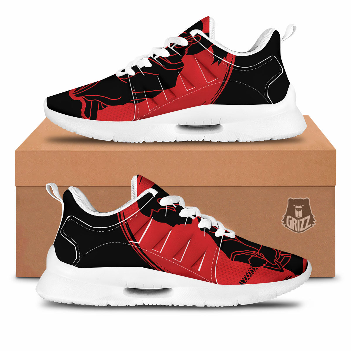 Samurai Red Sunset Print Tennis Shoes-grizzshop