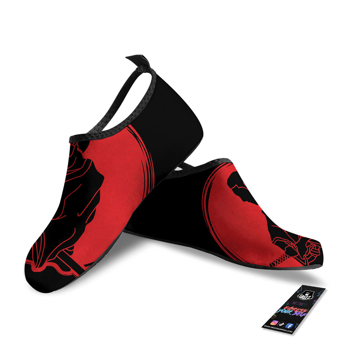 Samurai Red Sunset Print Water Shoes-grizzshop