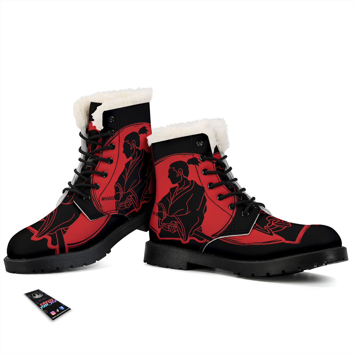 Samurai Red Sunset Print Winter Boots-grizzshop