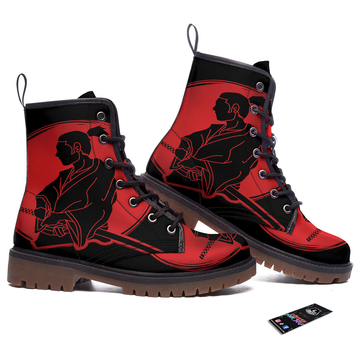 Samurai Red Sunset Print Work Boots-grizzshop
