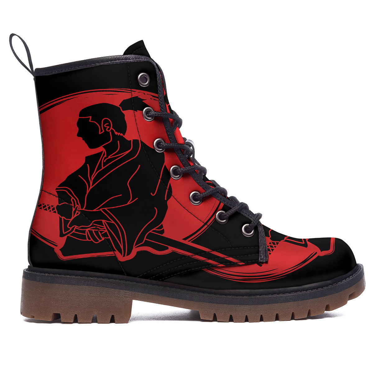 Samurai Red Sunset Print Work Boots-grizzshop